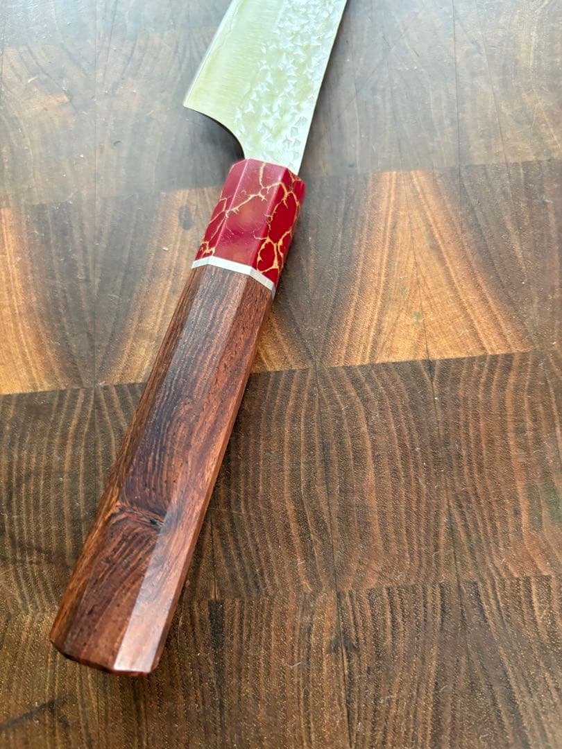 黒崎優　閃光　鋭　切付　ペティナイフ 150mm レッドターコイズ