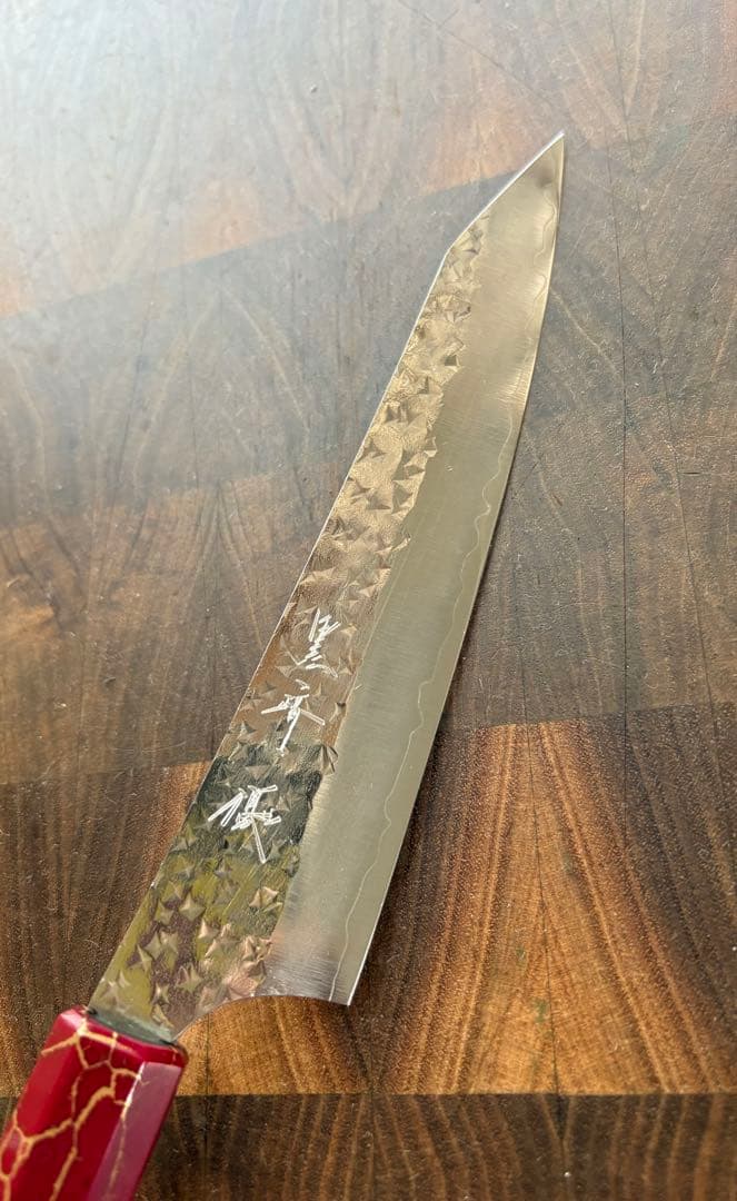 黒崎優　閃光　鋭　切付　ペティナイフ 150mm レッドターコイズ