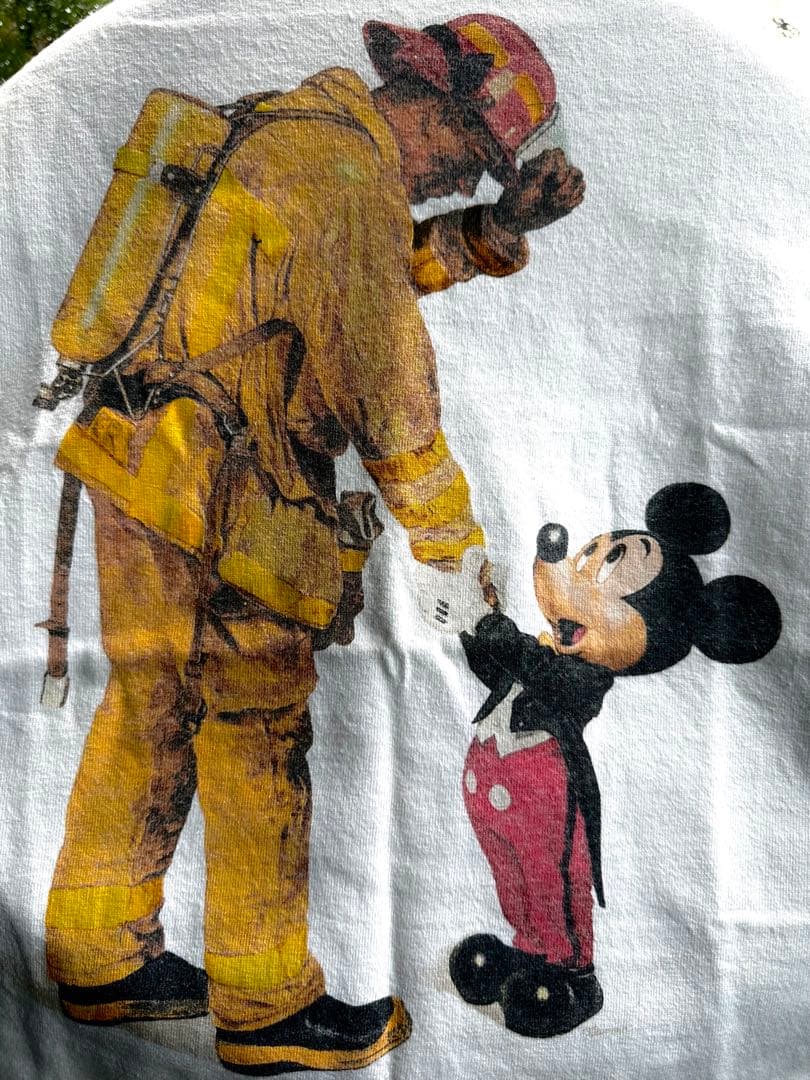 消防士とミッキー　Tシャツ　Lサイズ　ヴィンテージ