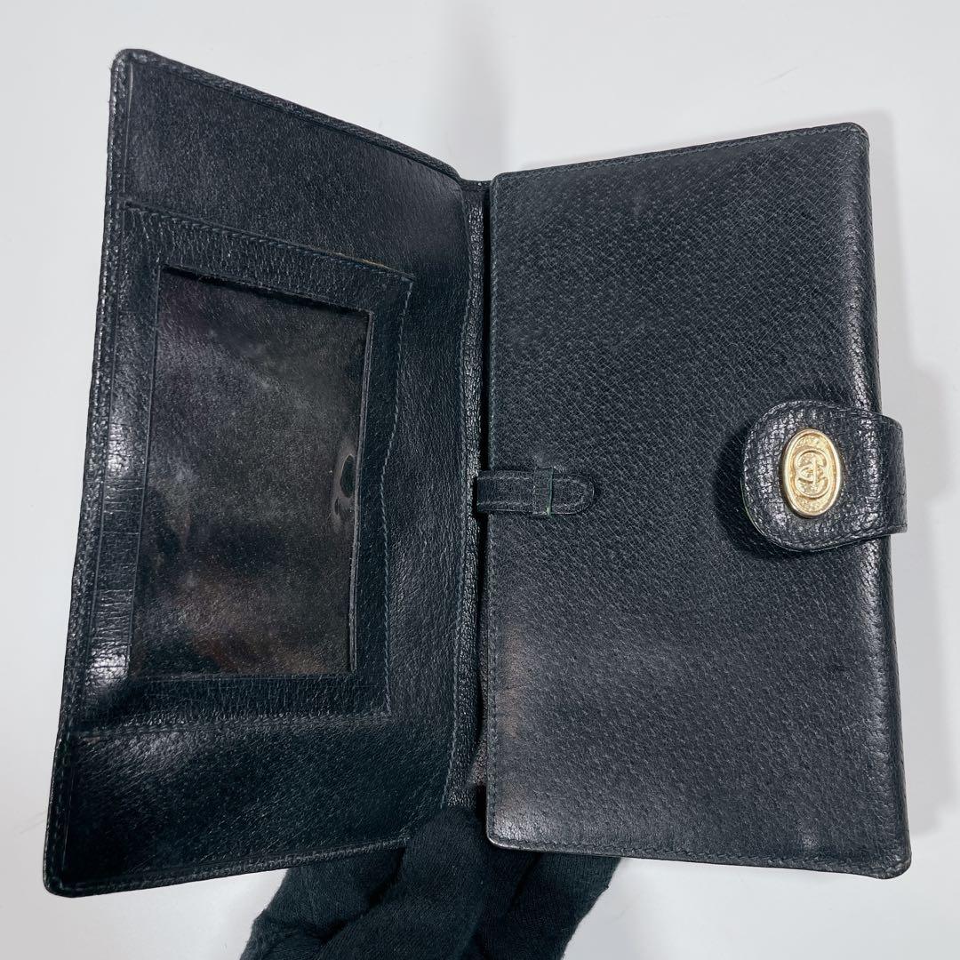 GUCCI　オールドグッチ　シェリーライン　GG柄　PVC　レザー　三つ折り財布