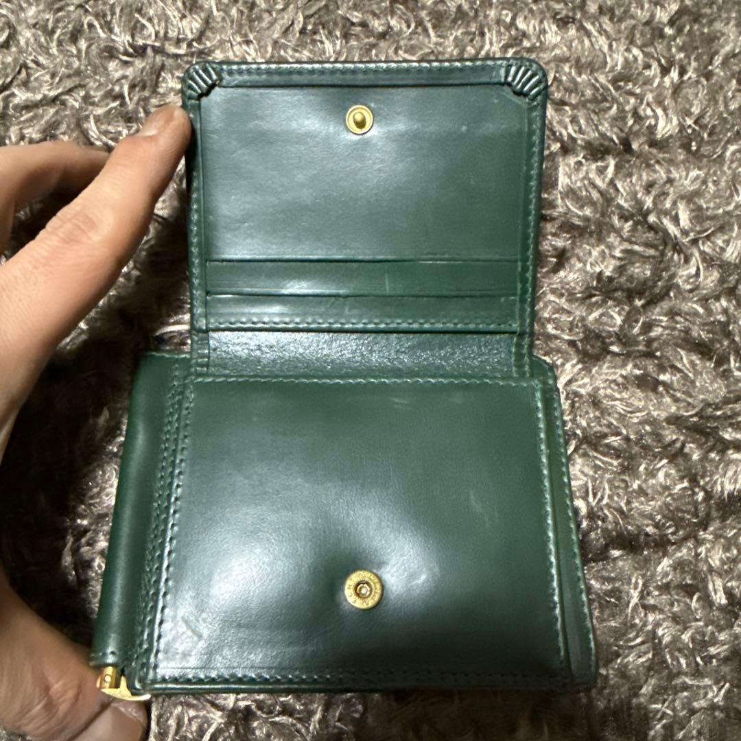 GLEN 緑色 レザー マネークリップ