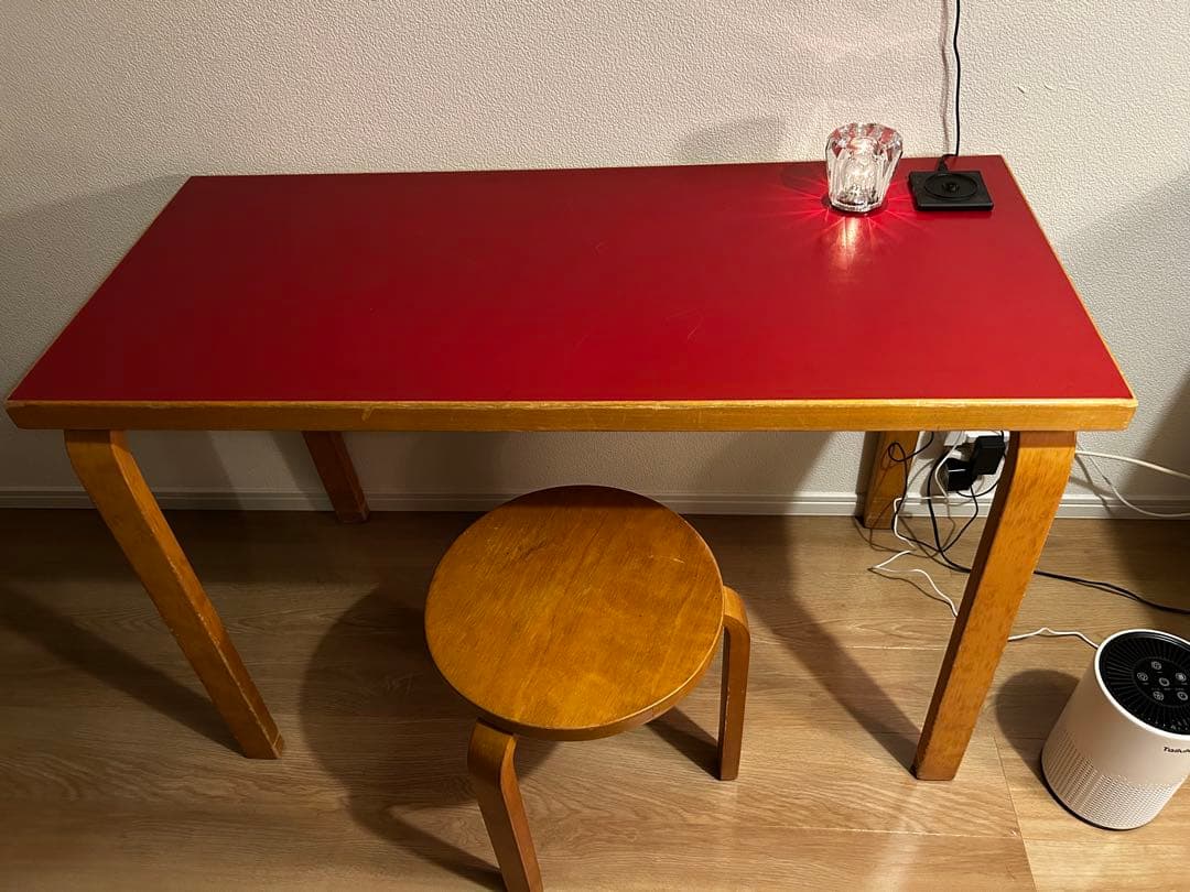 artek アアルト　テーブル　ビンテージ　赤リノリウム　北欧　ウェグナー