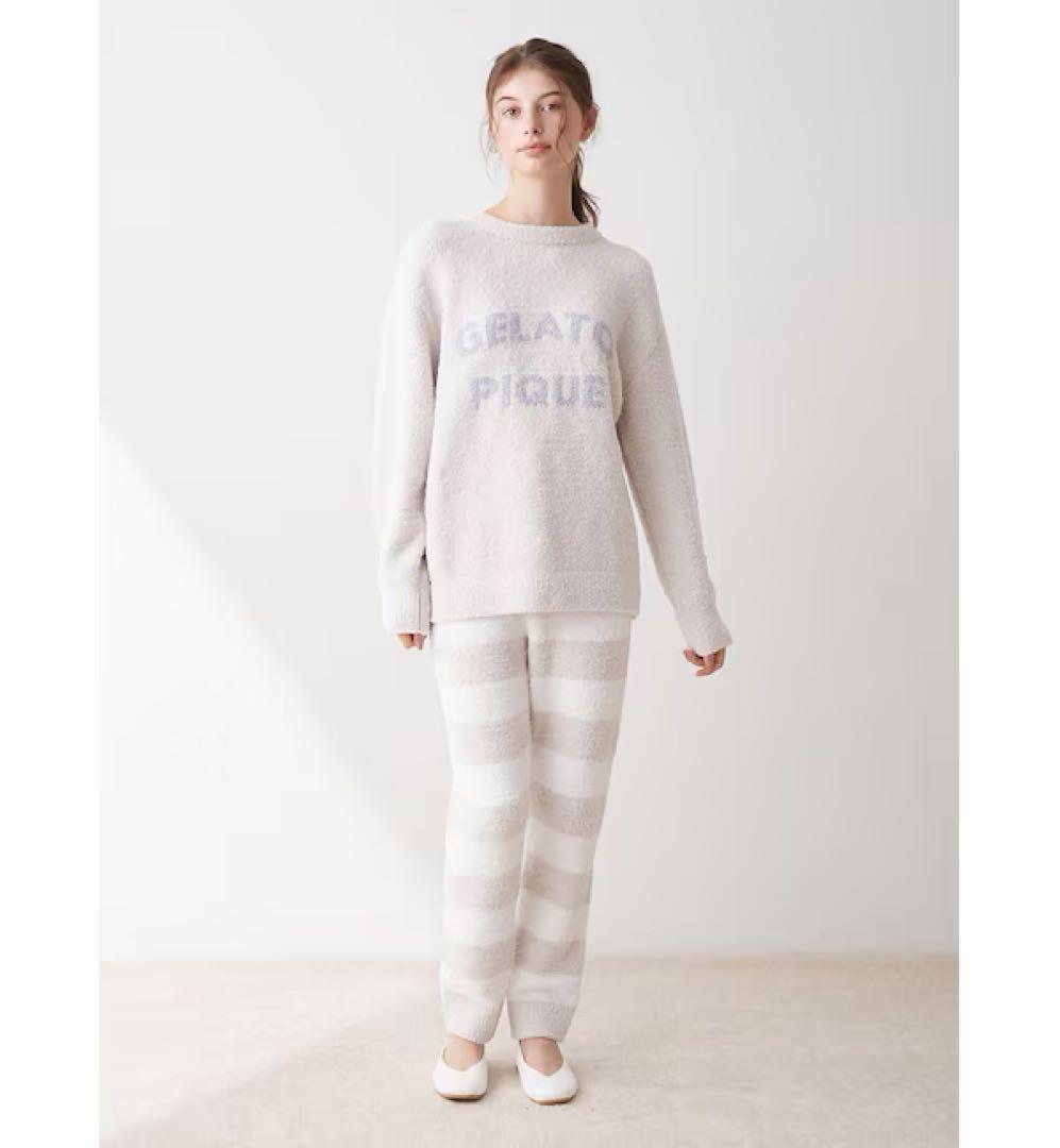 GELATO PIQUE フリースセットアップ　ベージュ トップス パンツセット