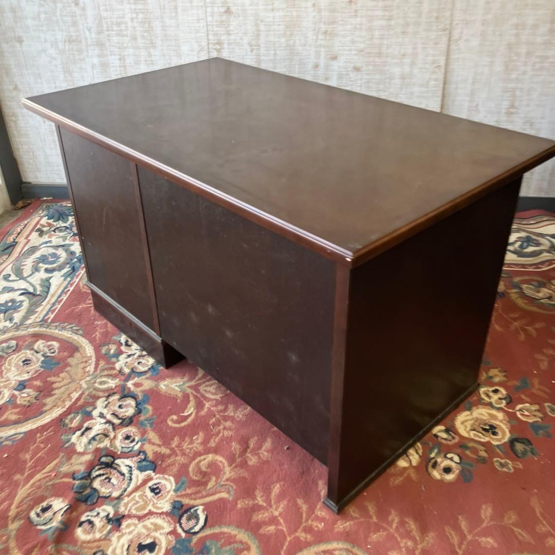 昭和レトロ カリモク イギリス様式 木製 書斎机 片袖 書斎机 古家具デスク