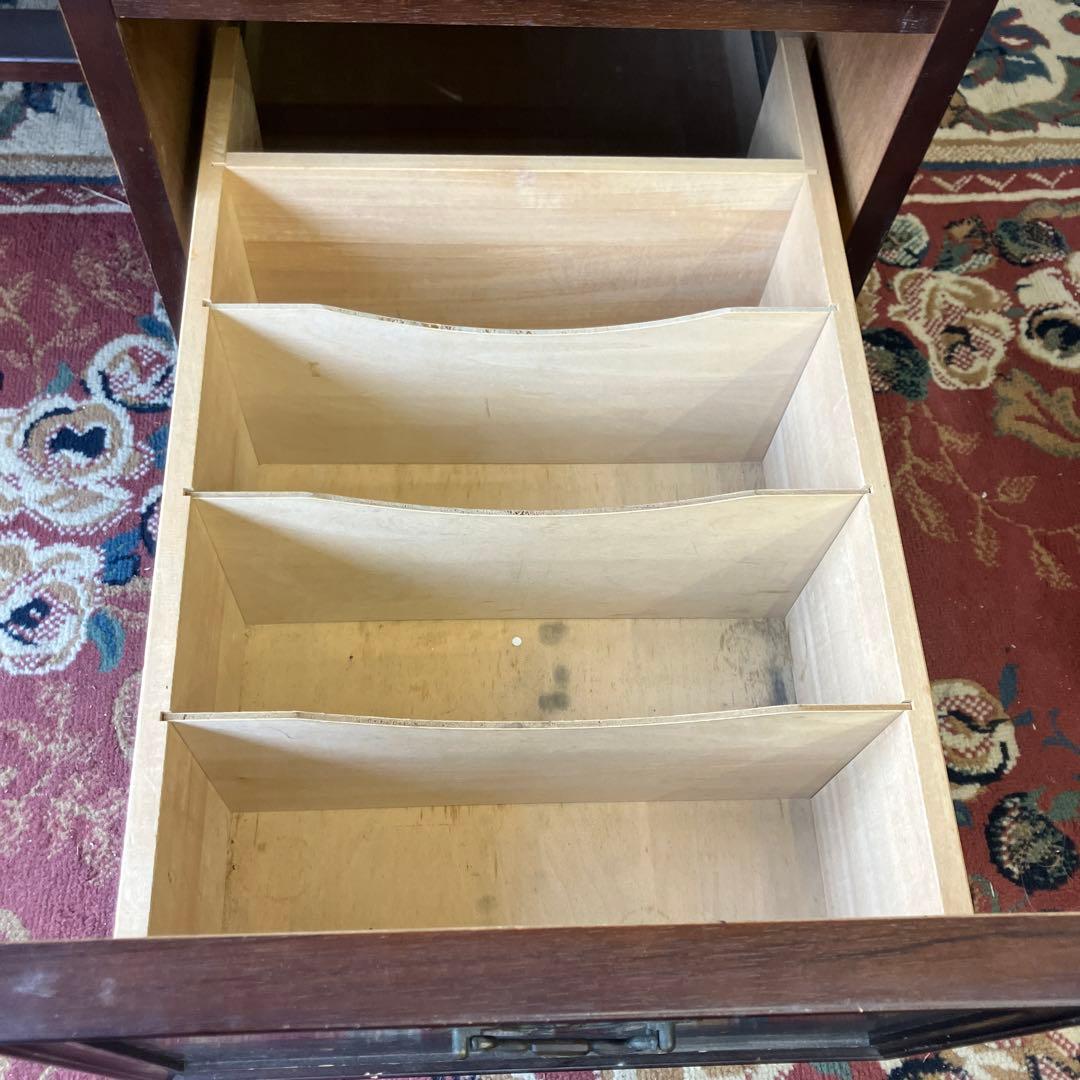 昭和レトロ カリモク イギリス様式 木製 書斎机 片袖 書斎机 古家具デスク