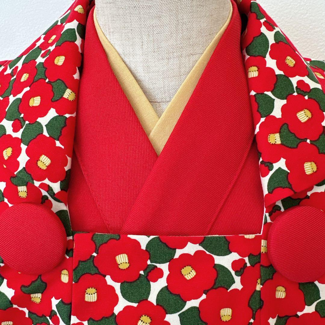 ［つばき］3歳 七五三 ꕤ 袖付被布着物4点セット