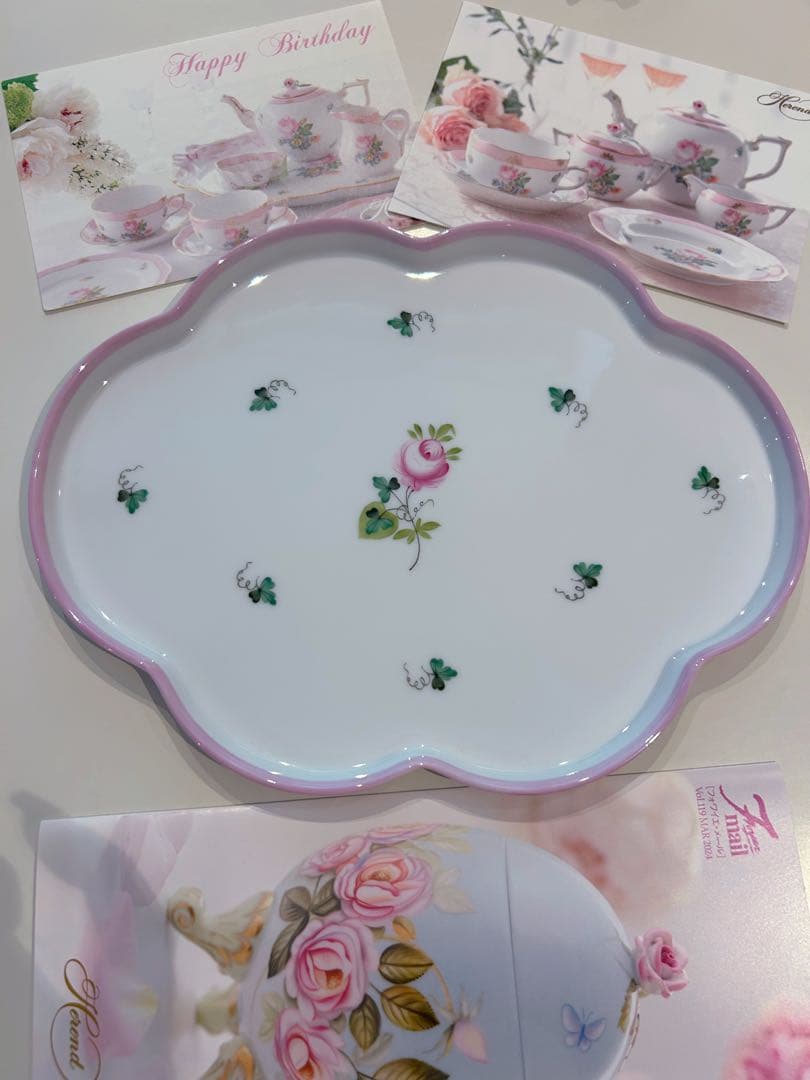 ♡奈桜♡さま御専用　ヘレンド　ウイーンの薔薇ピンク　 スカラッププレート25㎝