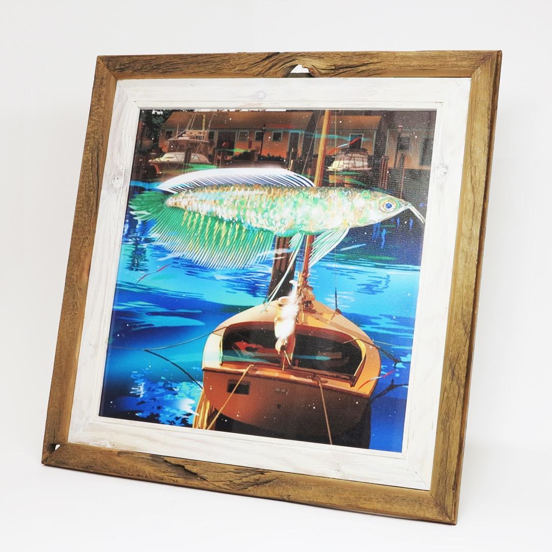 鈴木英人の作品「キーボードフィッシュ」の木製額装