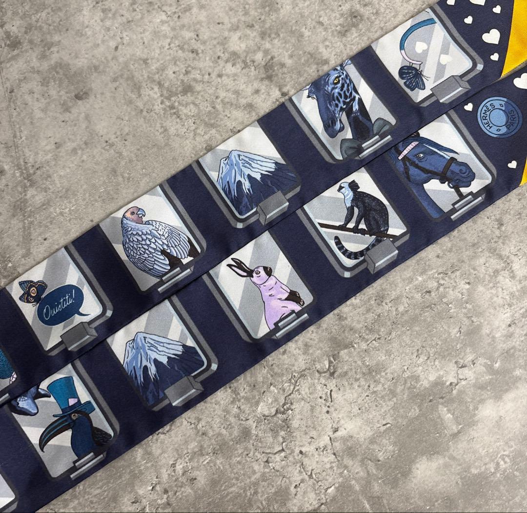 エルメス　ツイリー　エルメスストーリー　スカーフ　人気柄　ネイビー