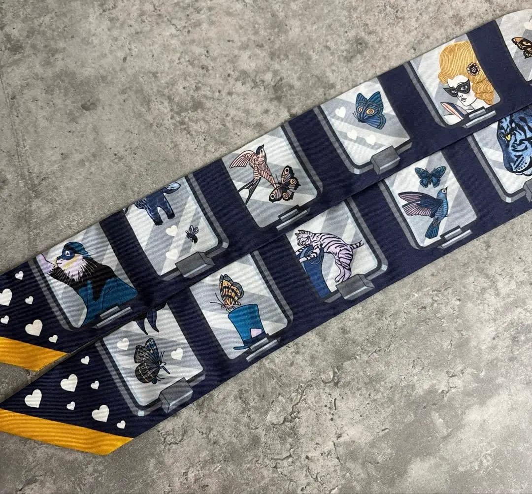 エルメス　ツイリー　エルメスストーリー　スカーフ　人気柄　ネイビー
