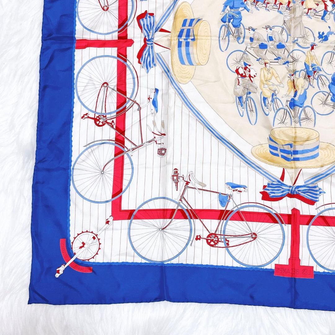 エルメス　レ・ベカン（Les Becanes）スカーフ　カレ90　自転車　ハット