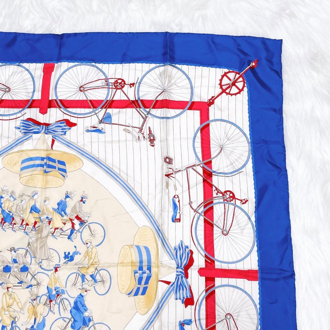 エルメス　レ・ベカン（Les Becanes）スカーフ　カレ90　自転車　ハット