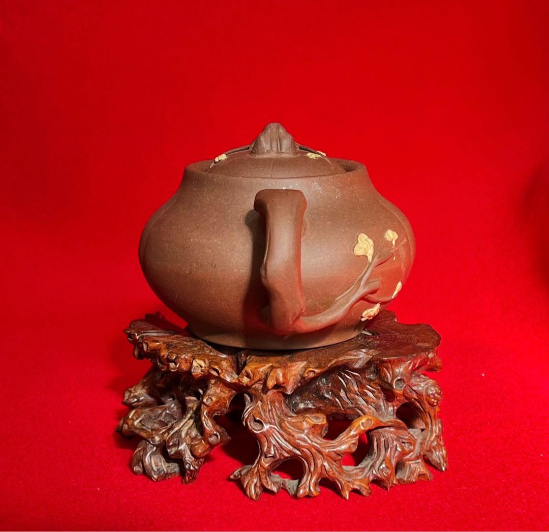 中國宜興 紫砂壺 急須 茶壺 茶器 茶道具 在銘 梅の壺