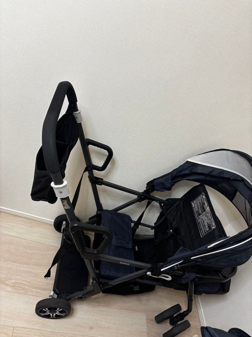 カトージ　二人でゴー　2人乗りベビーカー リアシート、レインカバー付き