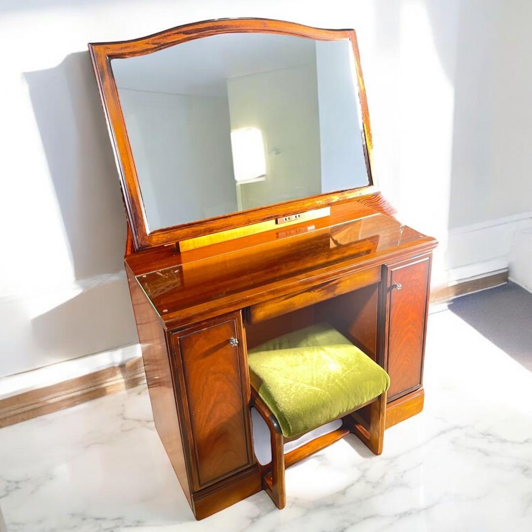 HR602 【レトロ】　カリモク　ドレッサー　鏡台　モケット