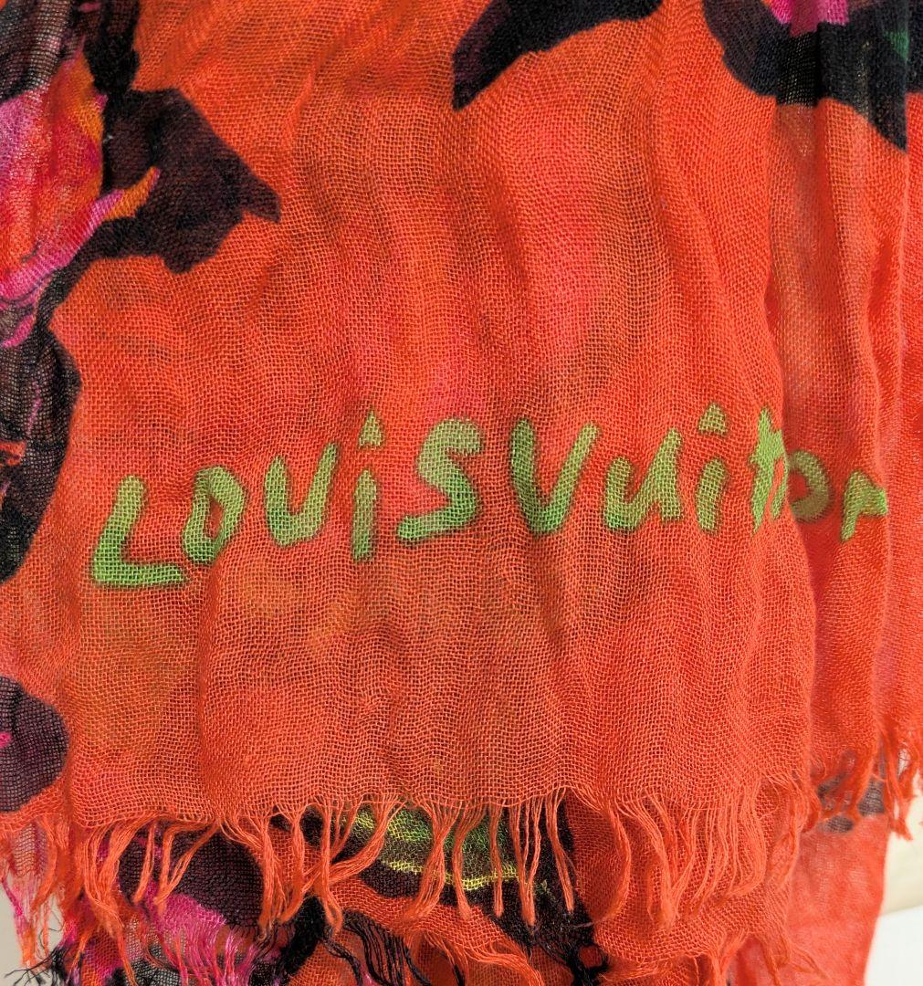 LOUIS VUITTON ルイヴィトン カシミヤ＆シルク大判ストールローズ柄