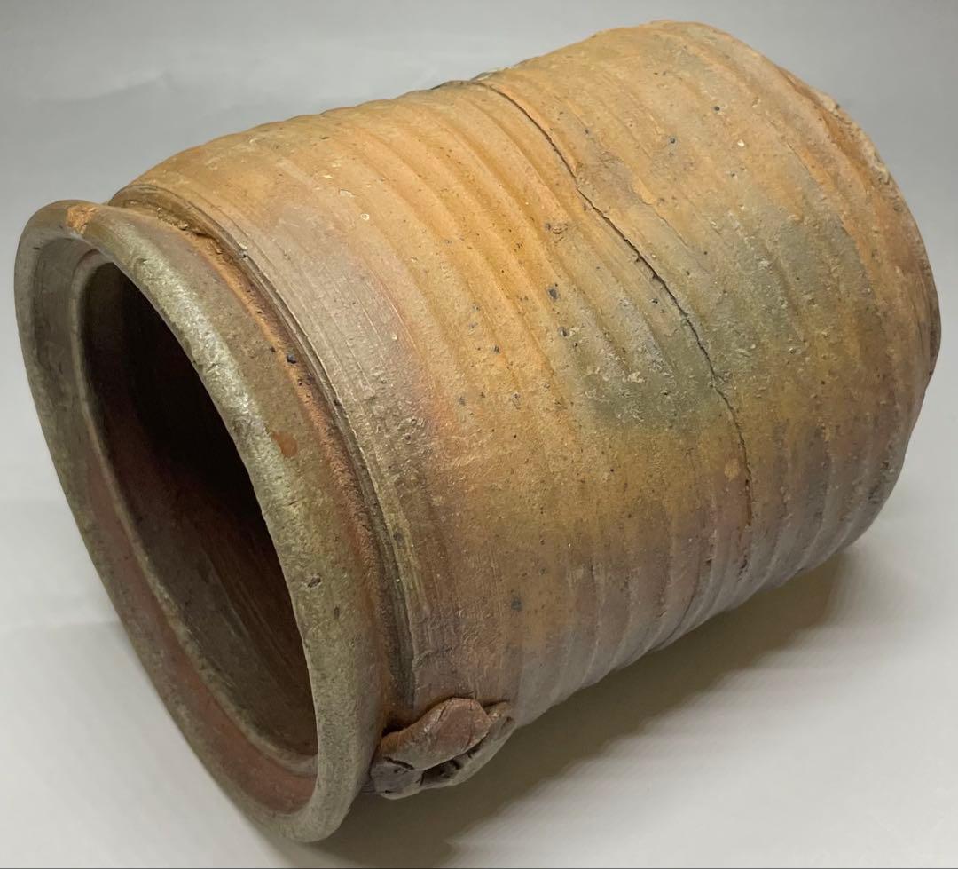 古備前　桂又三郎織　輪耳種壺水指　江戸末期　Y441