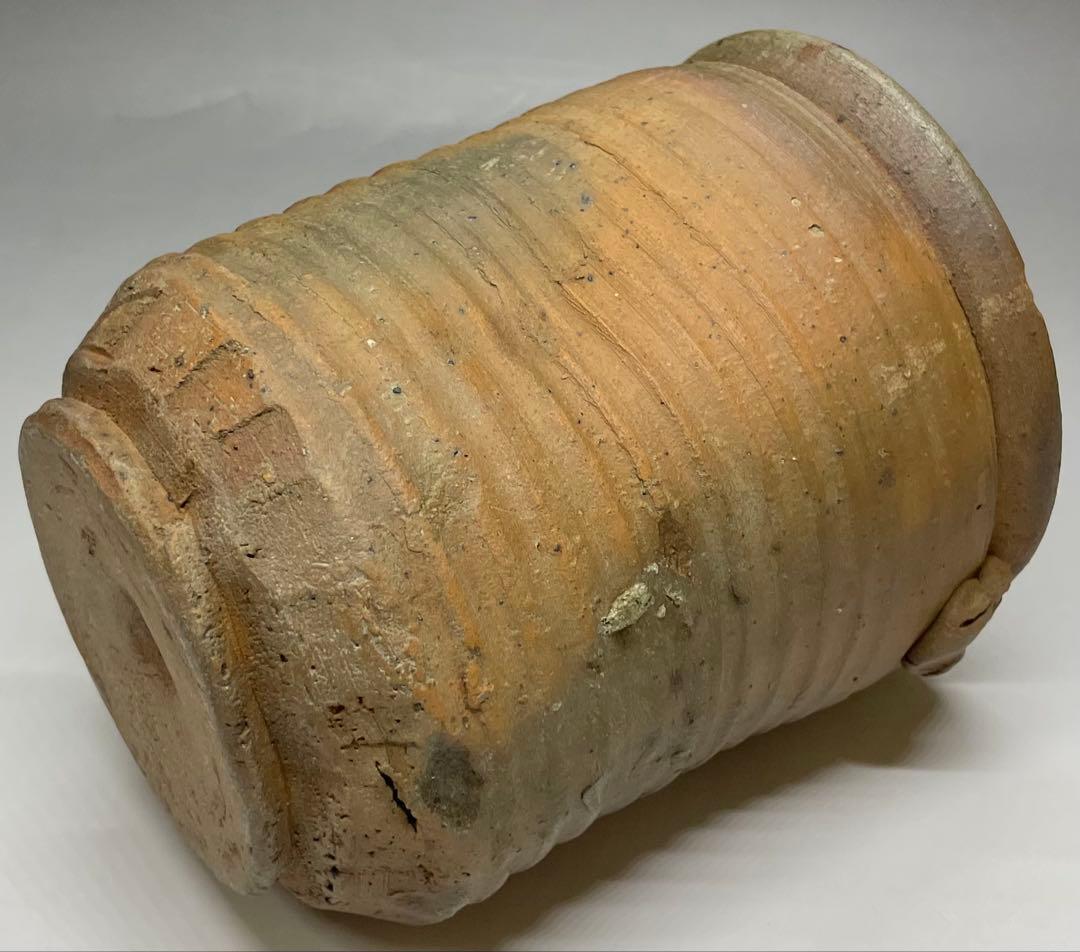 古備前　桂又三郎織　輪耳種壺水指　江戸末期　Y441