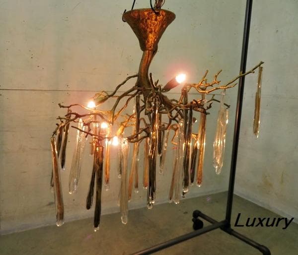 貴重■Serip社製■マリオ・J・ピレス■ブロンズ×クリスタル■シャンデリア■