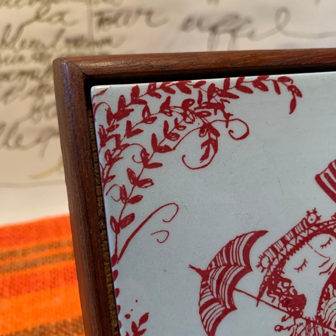 ビヨンヴィンブラッド　レアな1960年代ニモール窯のビンテージタイルの額装品！