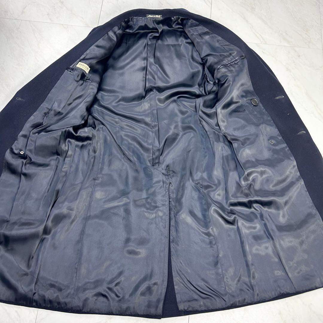 極美品 ジョルジオアルマーニ ウール ダブル チェスターコート 48 ネイビー