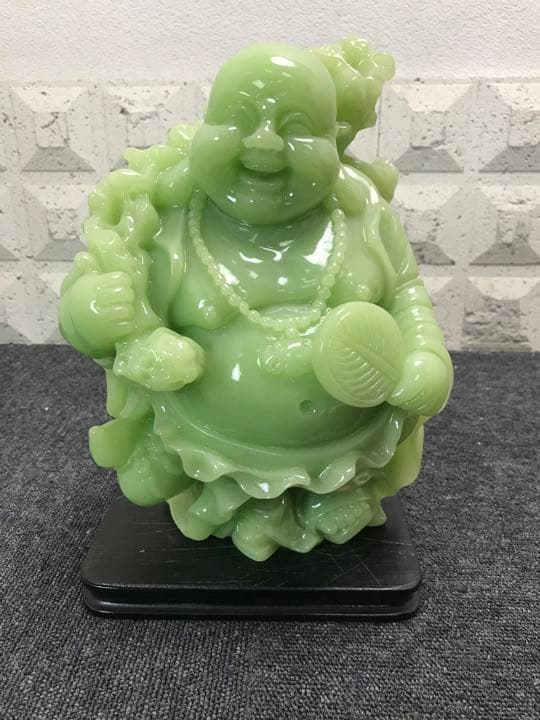 置物　骨董　翡翠　ヒスイ　恵比寿　置き物　緑　水晶　七福神