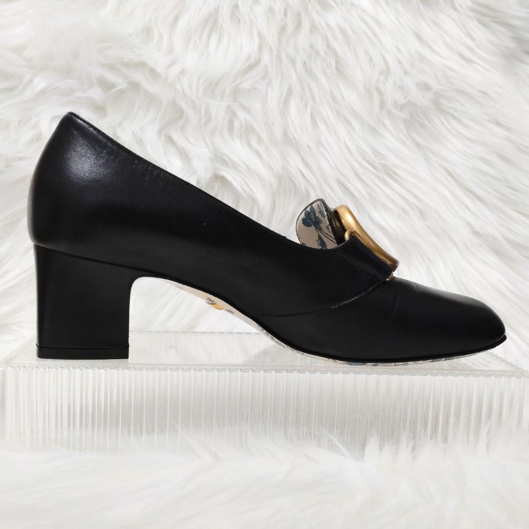 稀少美品✨️グッチ GGマーモント パンプス 花柄 チャンキーヒール 22.5