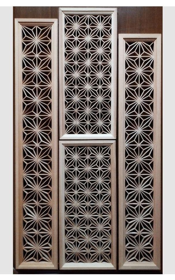 177 ❣️特価❣️ 麻の葉組子吹き抜け4枚一組木製額縁