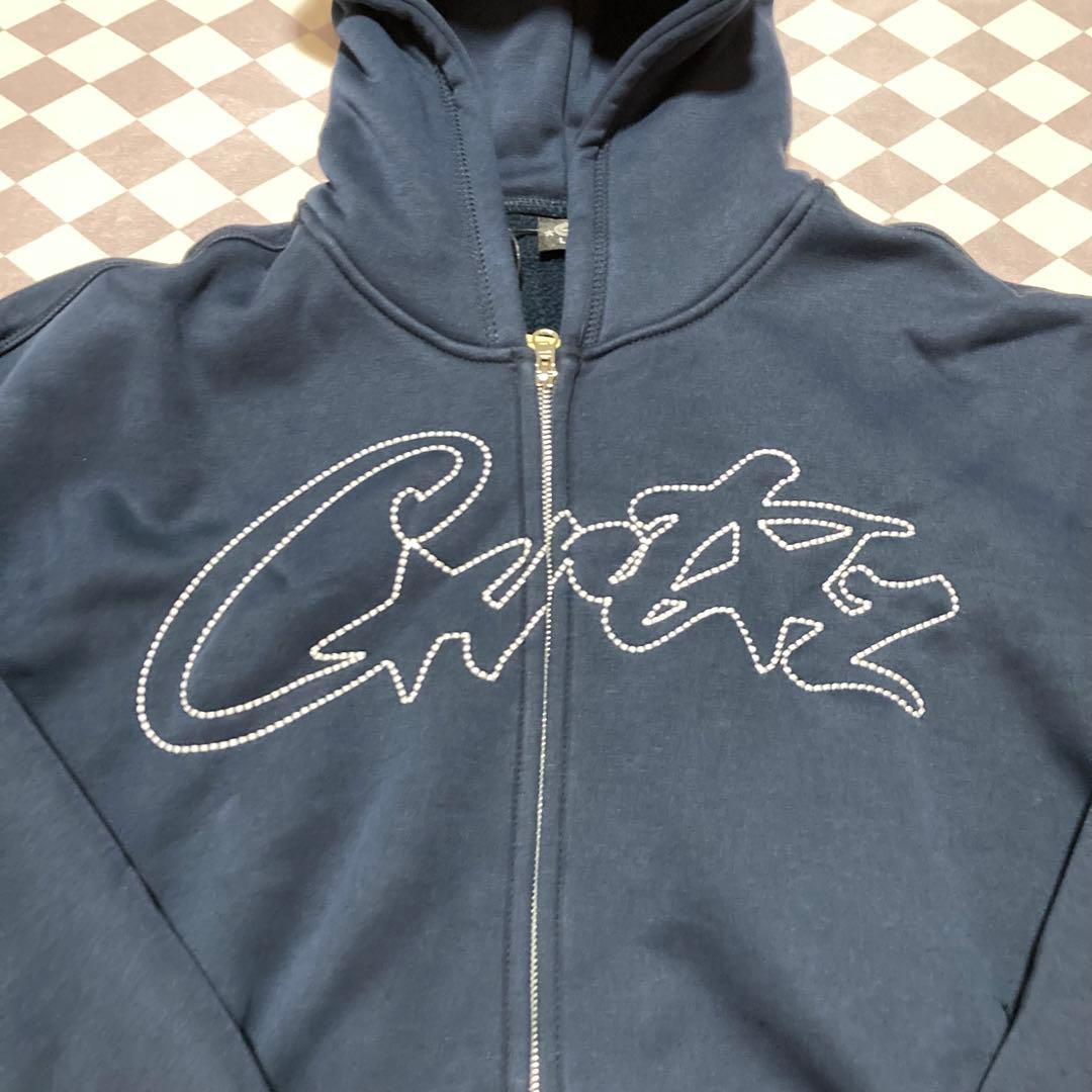 corteiz ZIP パーカー ネイビー L