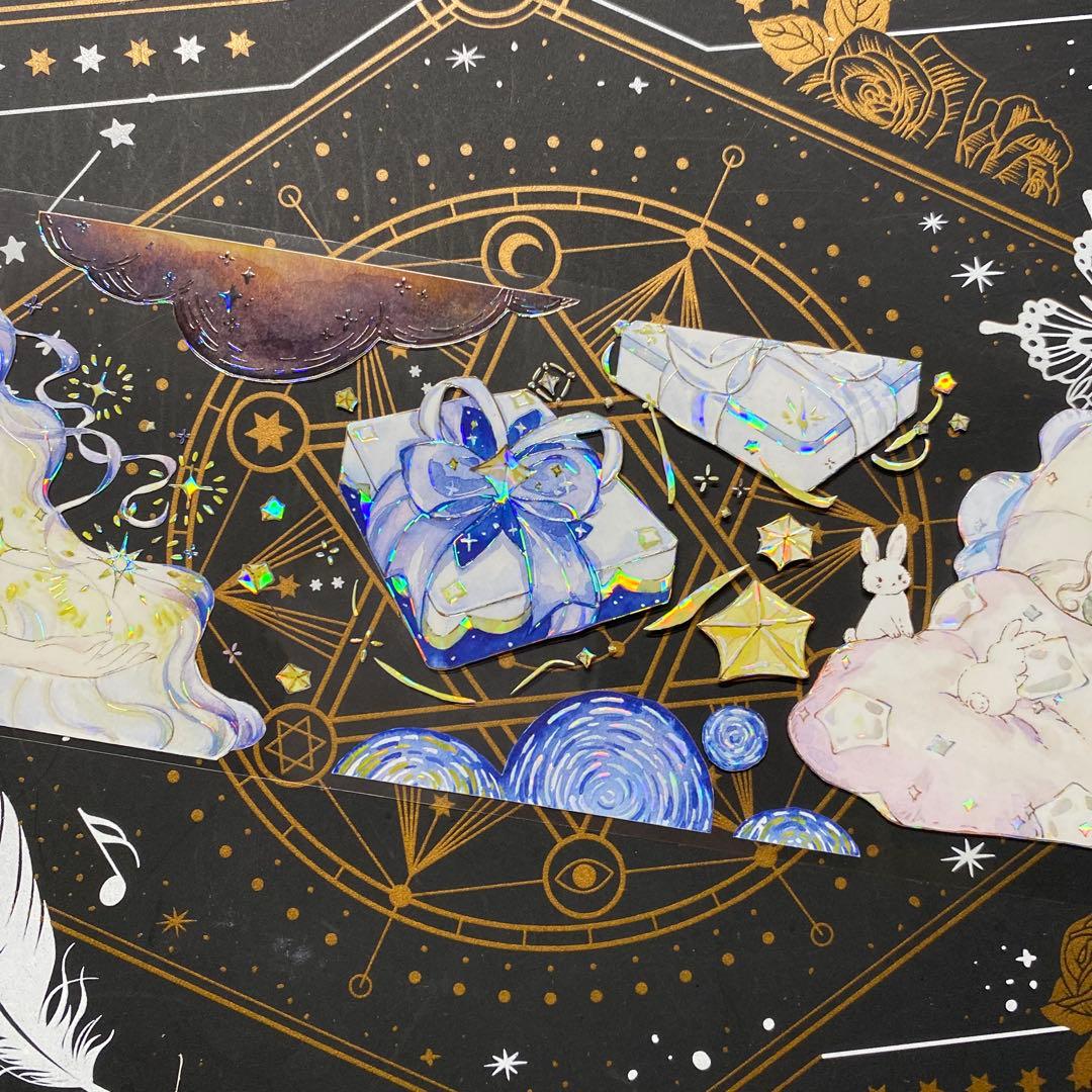 【9220】海外　マステ　中古巻　貝殻光マスキングテープ　人物系　星　夜　雲