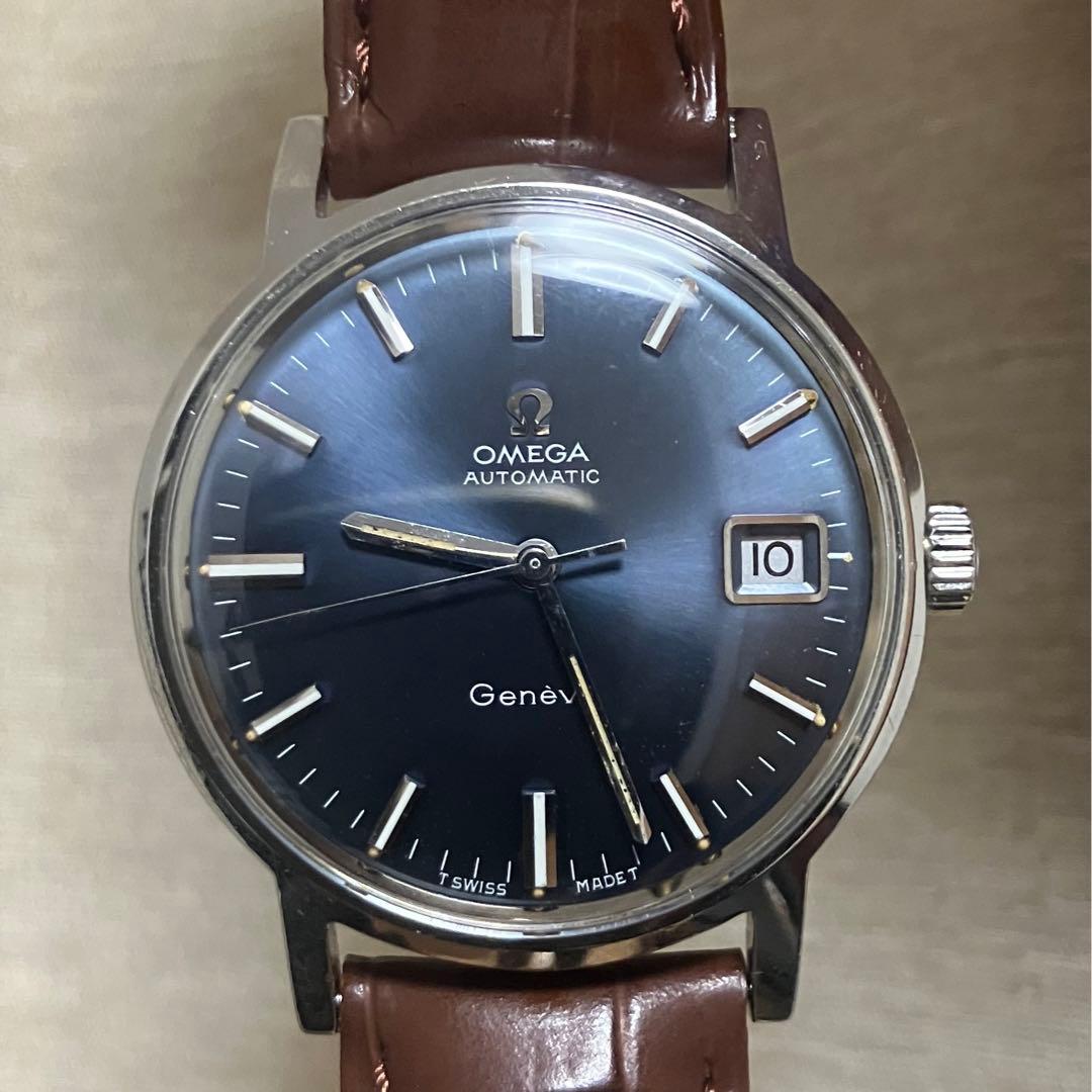 【OH済】オメガ ジュネーブ 自動巻 青文字盤Ref:166.070
