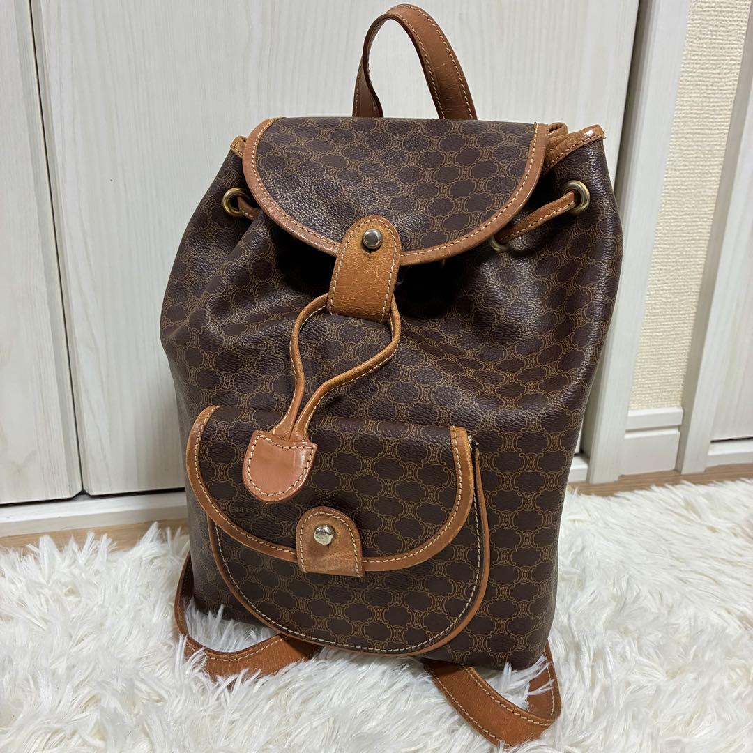 CELINE リュックサック マカダム トリンオフ PVC レザー