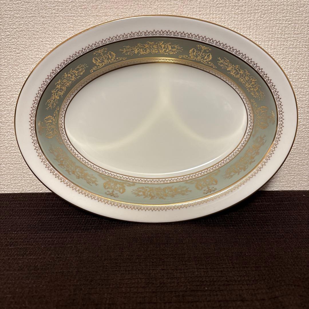 ウェッジウッド　コロンビア　セージグリーン　オーバルディッシュ　サラダボウル　L