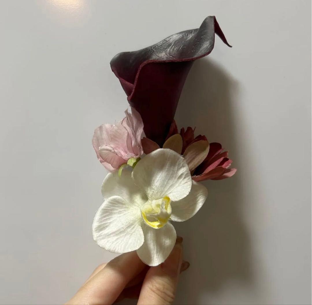 ブーケ　ブートニア　ウェディングブーケ　カラーリリー　胡蝶蘭