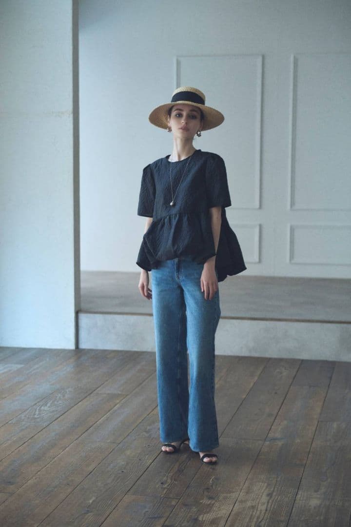 新品BlueleaブルレアSilky jacquard balloon tops