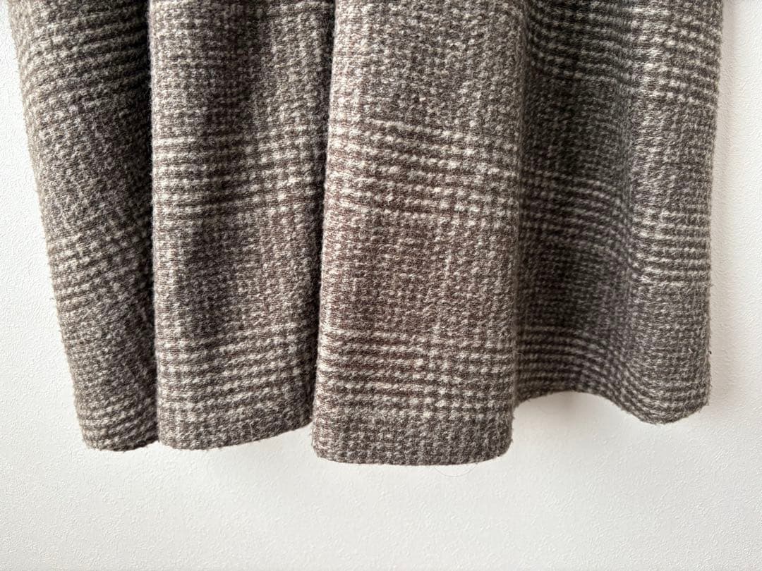 スピックアンドスパン Wスライバー ノーカラーチェックポンチョコート ブラウン