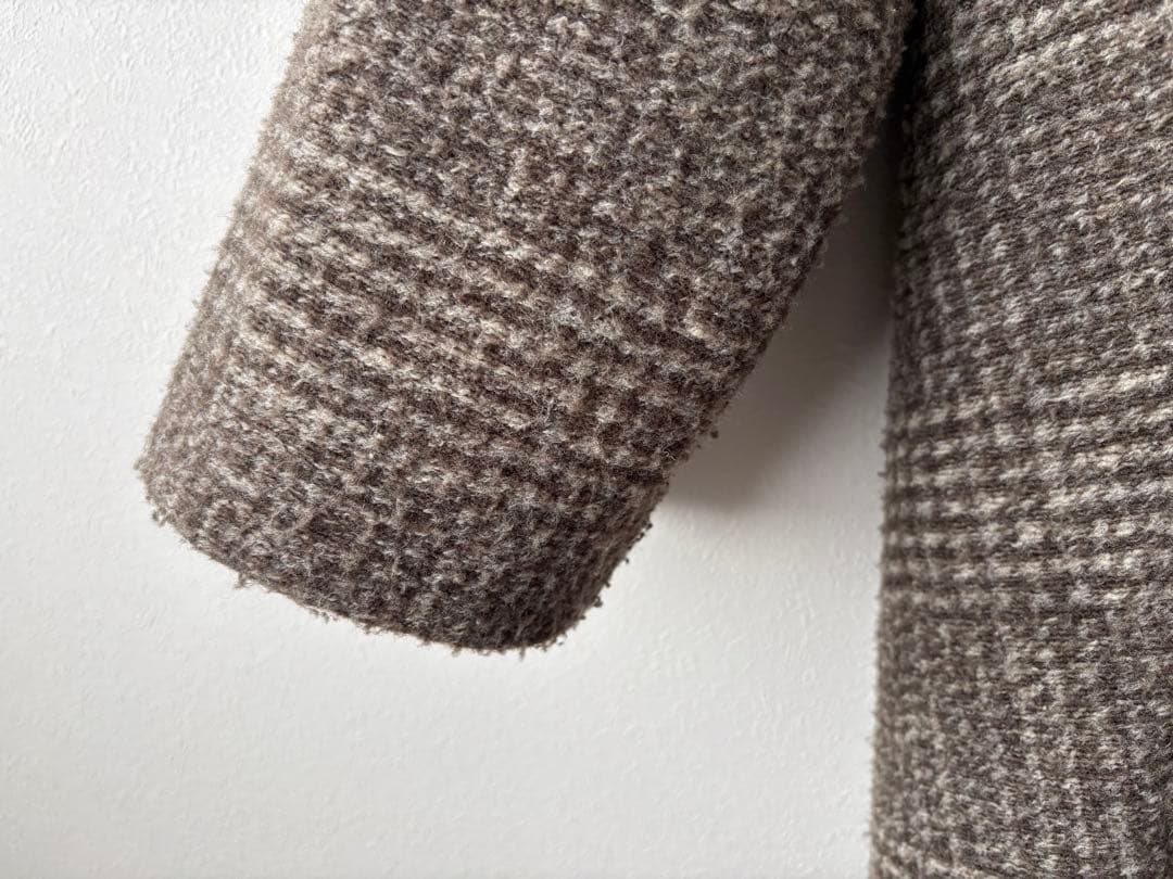 スピックアンドスパン Wスライバー ノーカラーチェックポンチョコート ブラウン