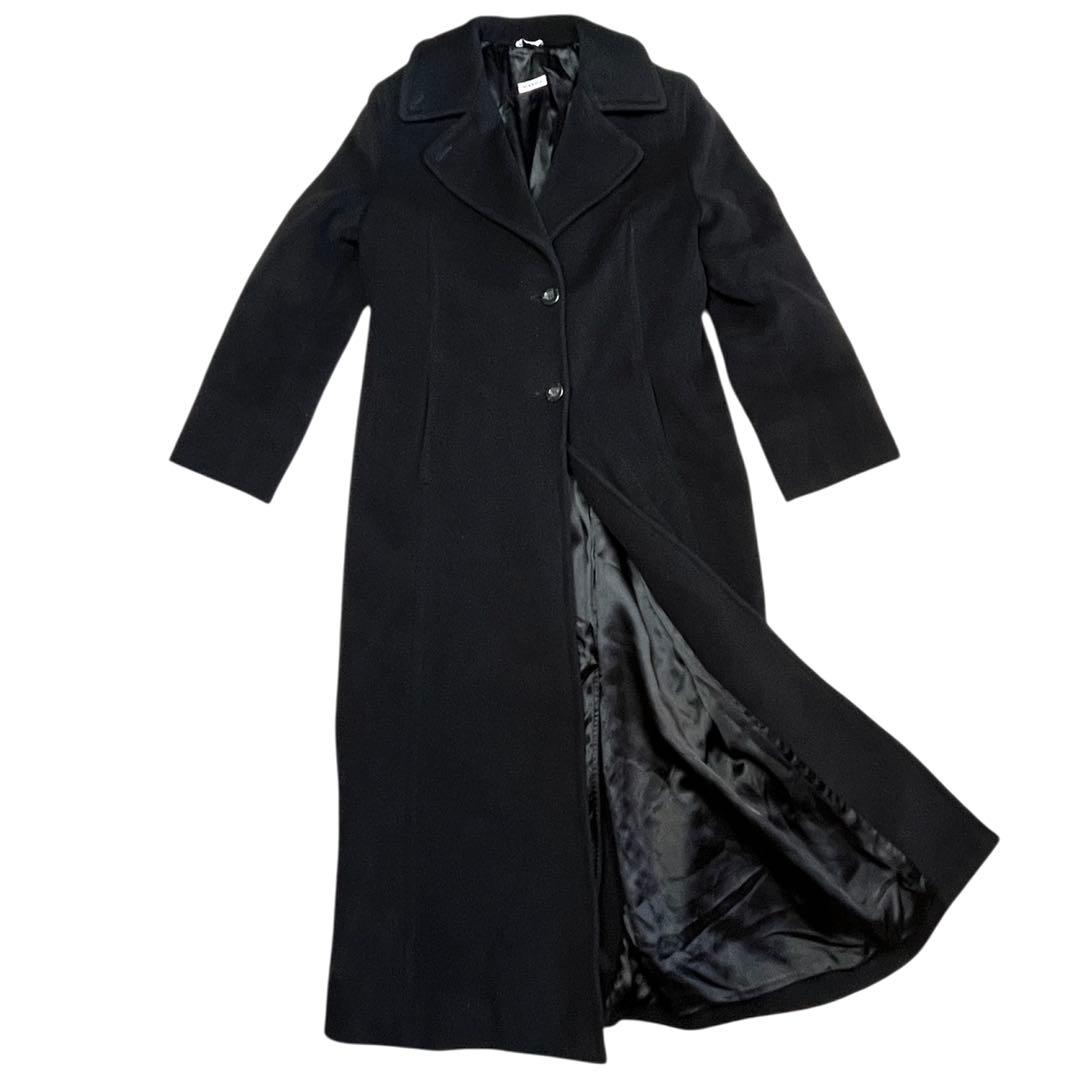 アンゴラ混 MAX&Co チェスターコート 黒 ロングコート 125cmマキシ丈