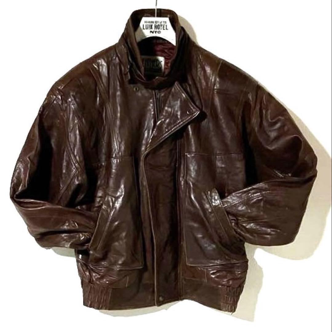 70s 80s ビンテージ イタリア製？ レザー ライダース レザージャケット