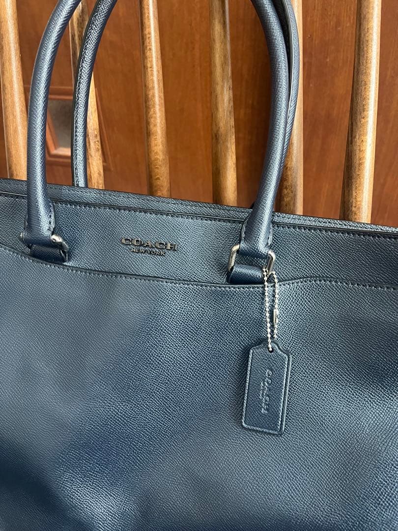 COACH ネイビー レザー トートバッグ