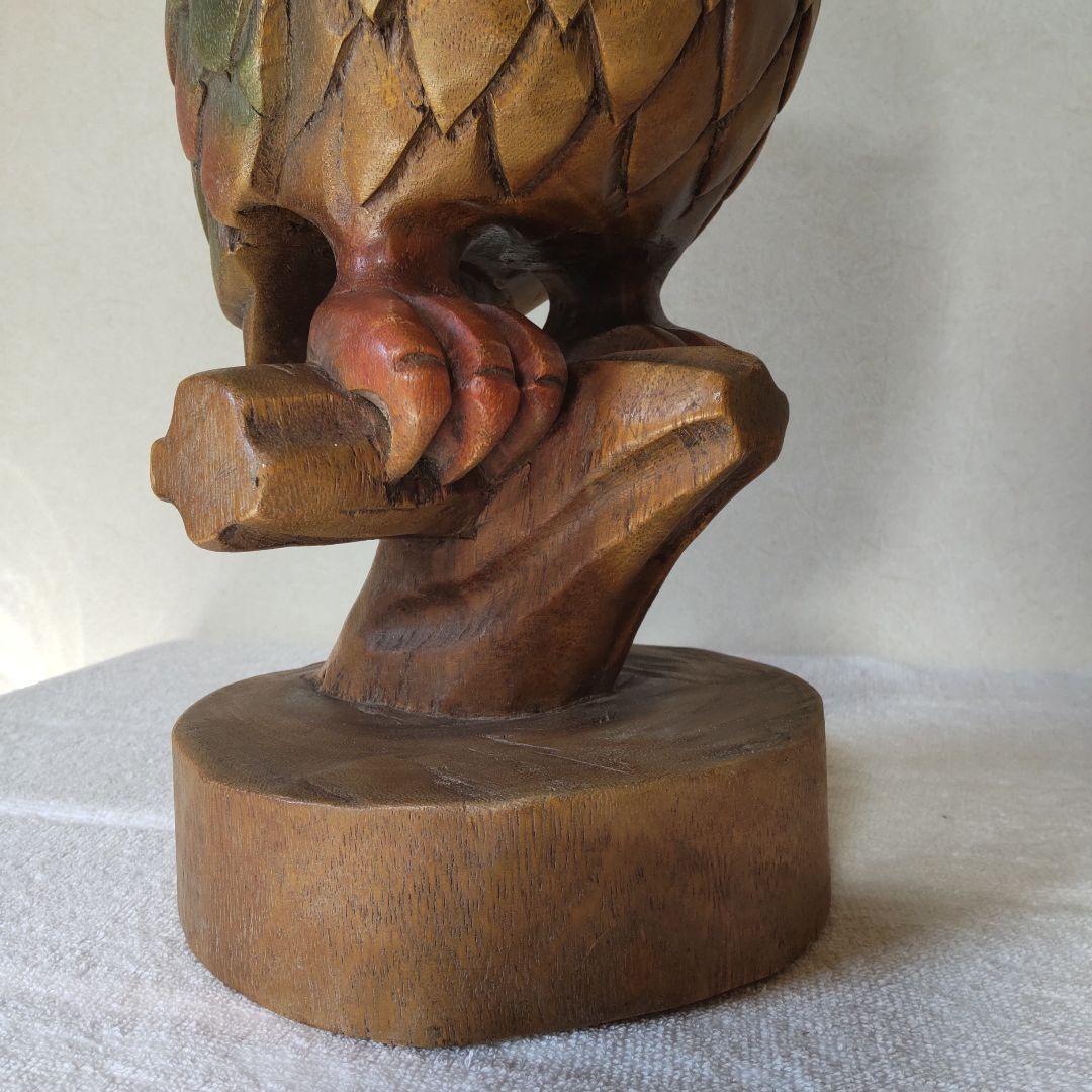 ふくろう 高さ41㎝ 3kg 木彫り 置物 一刀彫