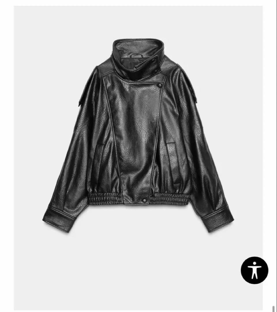 ZARA フェイクレザージャケット 黒xs