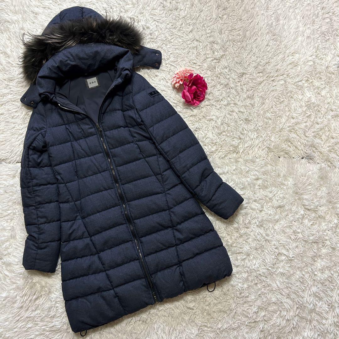 【希少】タトラス ウール カシミヤ チェック柄 リアルファー ダウンコート