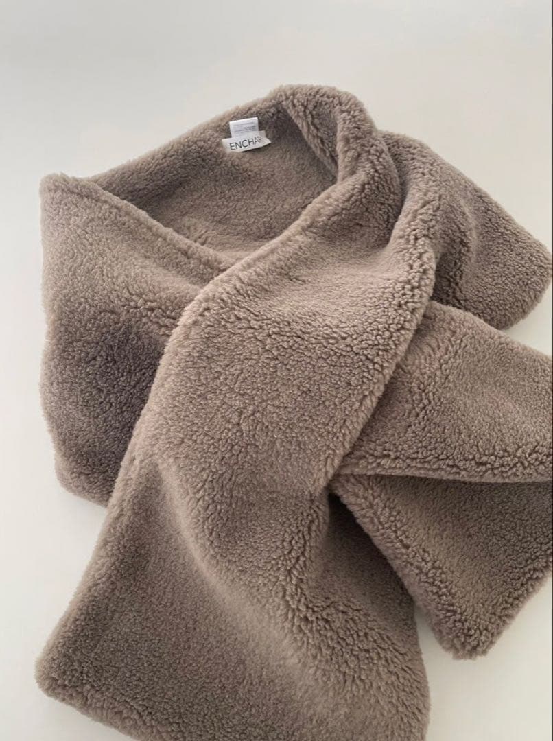 enchar ボアボリュームショールマフラー　モカ