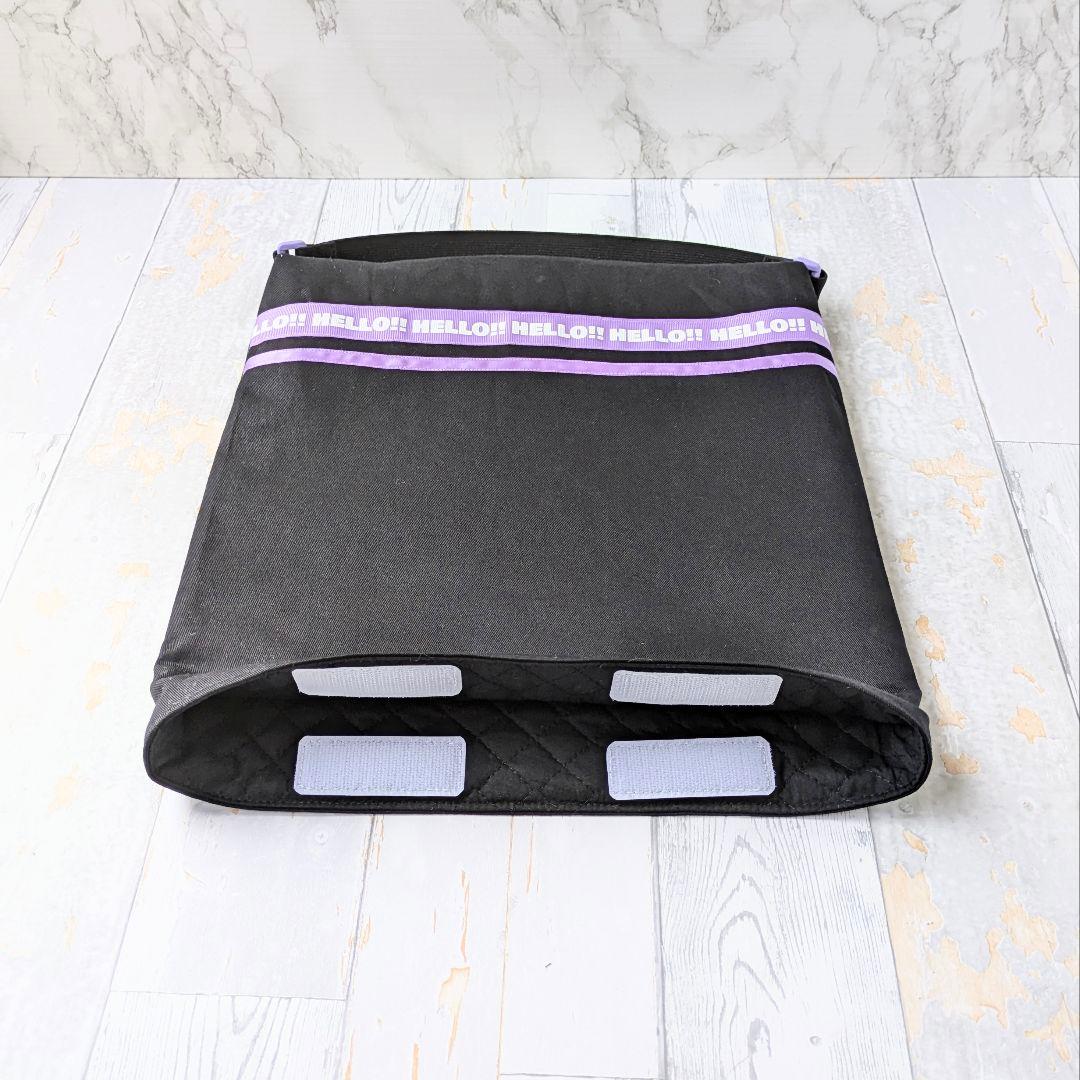 防災頭巾カバー　座布団カバー　正方形　【ゴム交換可能】ブラック　パープルリボン