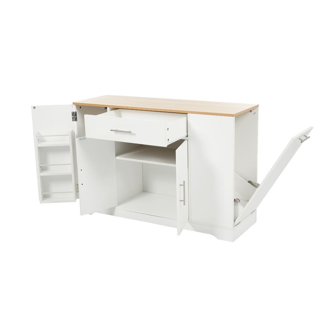 キャビネット　省スペース　キッチン収納　ロータイプ　NATURAL＋WHITE