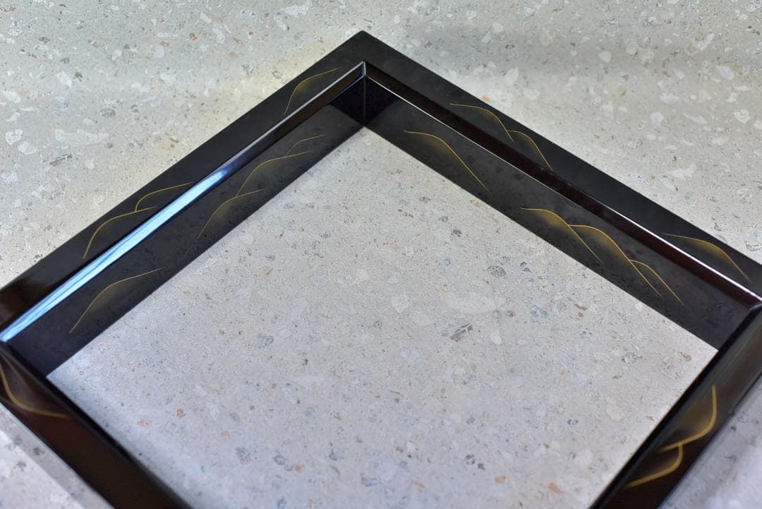 真塗蒔絵炉縁，柿合わせ炉縁2個セット　囲炉裏、共箱