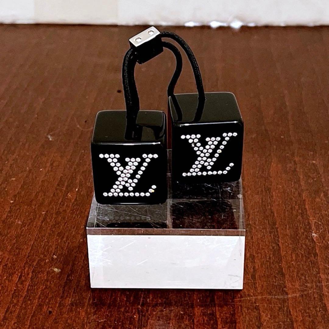 【極美品！】ルイヴィトン/ヘアゴム/キューブ/黒/クリア/ラインストーン/2個