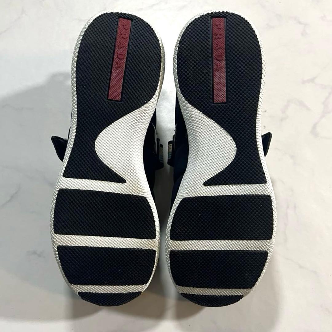 プラダスポーツ ベルクロ スニーカー 靴 黒 ラバーロゴ 花 23-23.5