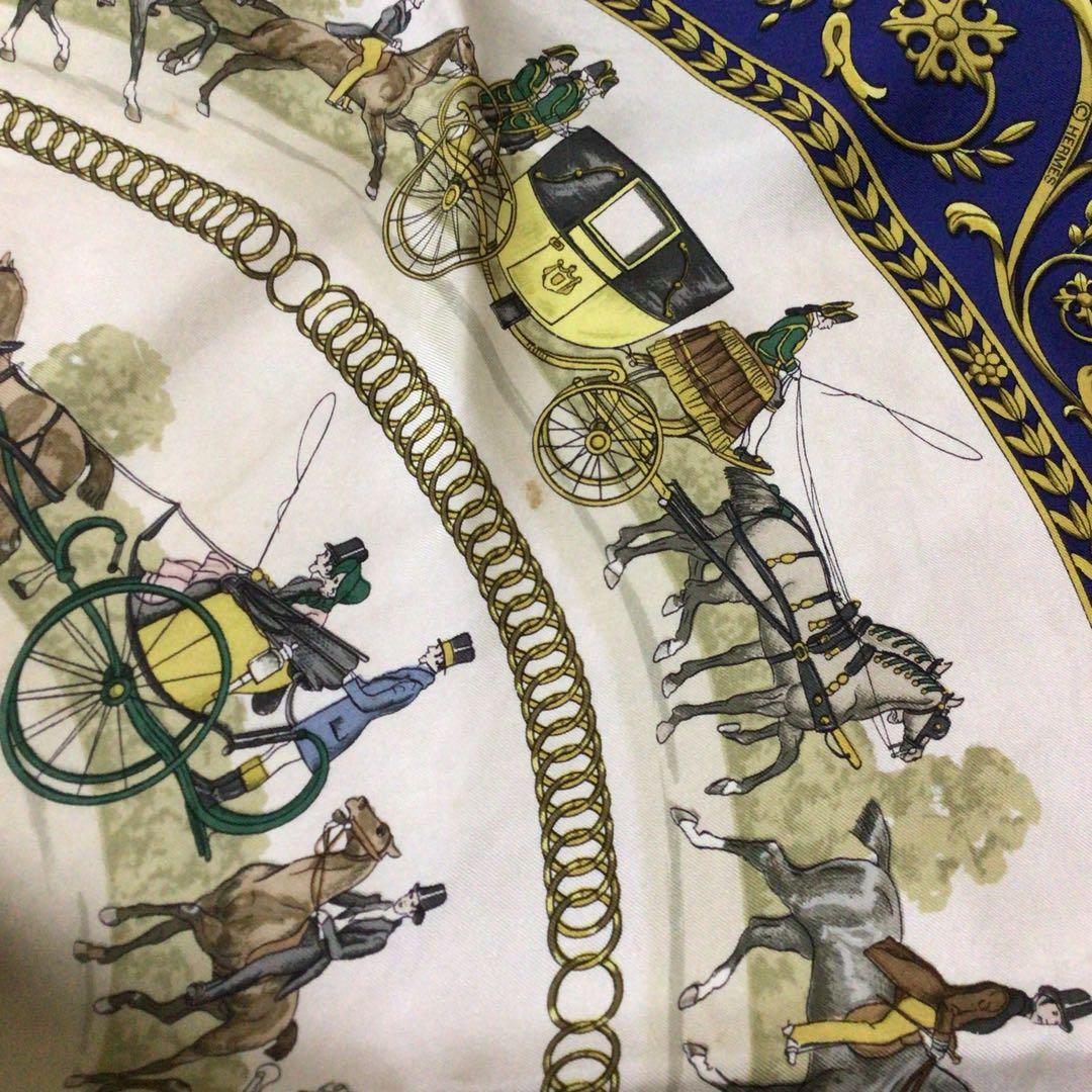 HERMES スカーフ　90カレ　ロンシャンへの散歩